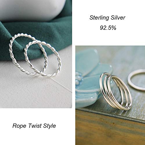 925 Sterling Silver Knuckle Rings for Women Minimalist Thin Stacking Rings Set 3PCS Midi Pinky Ring Size 2.5-8.5 - color: SET 2, size: 7.75