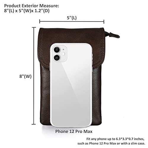 befen Genuine Leather Small Crossbody Bags for Women Cell Phone Bag Cross Body Purses,Silver Zipper - color: Brown