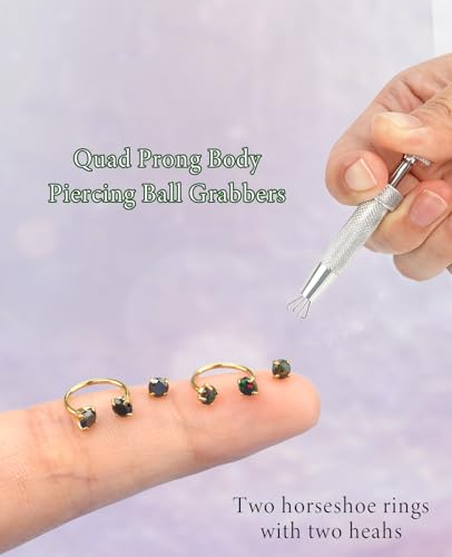 Opal Nose Ring Studs Horseshoe Nose Rings Hoops Stud 316L Stainless Steel Nose Rings Round CZ Square Screw L Shaped Nose Stud Hypoallergenic Nostril Piercing Jewelry for Women Men - color: Gold/3.0mm Black gem/20gauge