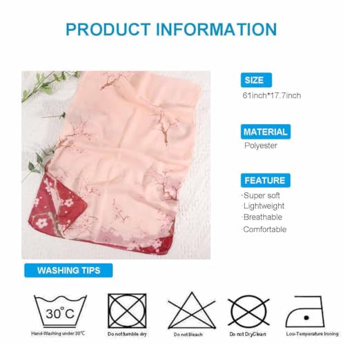 Xyueanlo Women's Chiffon Scarf Lightweight Scarves Fashion Elegant Floral Print Scarfs Shawls - color: Little Plum Blossom Red Pink