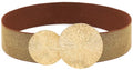 Women Wide Stretchy Waist Belts Elastic Cinch Belt for Dresses - color: Bling Brown Band Gold Buckle, size: Fit Waist 34"-37"