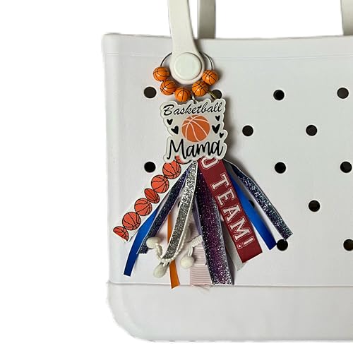 Baseball Softball Soccer Football Volleyball Sports Mom Charms for Bogg Bag Accessories Tassel Backpack Gifts - style: Basketball Mom
