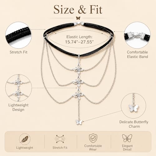 Butterfly Leg Chain for Women Green Butterfly Thigh Jewelry Lace Garter Body Chain Fairy Festival Party Outfit Accessory Gift - color: Silver