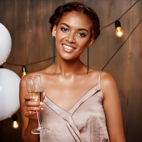 Summer Boho Bow Star Long Tassel Earrings for Women Rhinestone Crystal Setting Womens Fringe Star Earrings Dangling Waterfall Beaded Chandelier Dangle Earrings Jewelry Gifts for Party Prom Statement Wedding Bridal Gold Silver