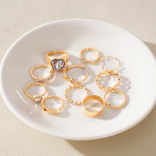 CHICUTIE Gold Knuckle Rings Set For Women Stackable Joint Finger Midi Rings Dainty Cubic Crystal Zirconia Hollow Twist Cute Pack Jewelry Gift - style: 23PCS GOLD