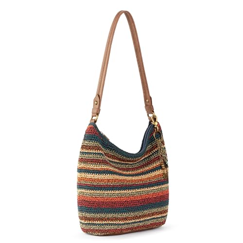 The Sak Sequoia Hobo Bag - Hand Crochet Large Women's Purse for Everyday & Travel - Durable Handbag & Tote With Zipper Pocket - color: Woodland Stripe