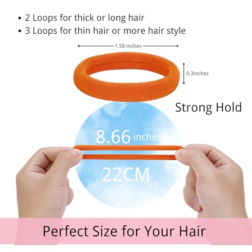 LuSeren 120 Pcs Orange Hair Ties for Women, No Damage Soft Seamless Nylon Hair Elastics for Thick Hair, Ponytail Holders, Solid Orange Hair Accessories - color: Orange