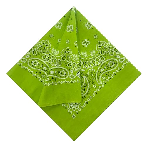 Single Pack Bandanas 60s Premium Cotton Soft Thin Handfeel Large Handkerchief for Men and Women - color: 1 Pack-lime Green