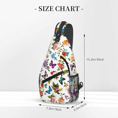 Sling Backpack For Men Hiking Daypack Crossbody Shoulder Bag Travel Chest Pack | Hiking - color: Flower and Butterfly
