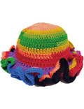 KORADI Womens Crochet Bucket Hat Ruffled Brim Knitted Hats Winter Boho Handmade Caps - color: Red&green