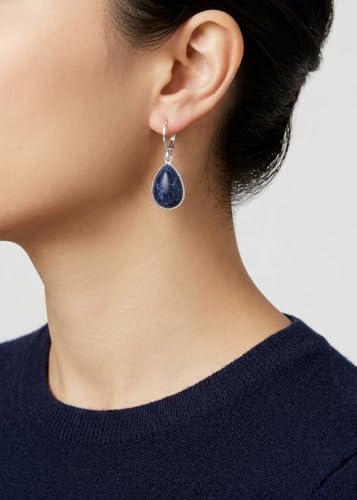 Nine West Women's Drop Earrings, Fashion Jewelry Accessories for Everyday and Special Occasion Wear, Lightweight Statement Earrings for Day and Evening Looks - color: Blue Teardrop - Silver