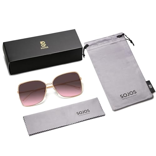 SOJOS Trendy Square Oversized Sunglasses Womens Mens UV400 Big Large Designer Shades SJ1082 - color: Rose Gold/Rose