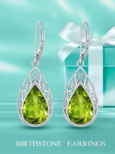 POIUY Gifts for Women Hypoallergenic Teardrop Filigree Birthstone Leverback Dangle Earrings 18K White Gold Fashion Jewelry Anniversary Wedding Birthday Gifts for Women Daughter Sister Girlfriend Wife - style: 8-August Birthstone Earrings