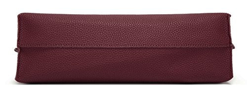 Dreubea Women's Soft Faux Leather Tote Shoulder Bag from, Big Capacity Tassel Handbag - color: Dark Red
