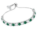 J.Fée Silver Bracelet, S925 Tennis Bracelet with Sparkling 5A Cubic Zirconia Silver Bracelets for Women Adjustable Bracelet for Women Bracelets Womens Bracelet Women Gifts for Women Mom - color: Zirconia Green CZ