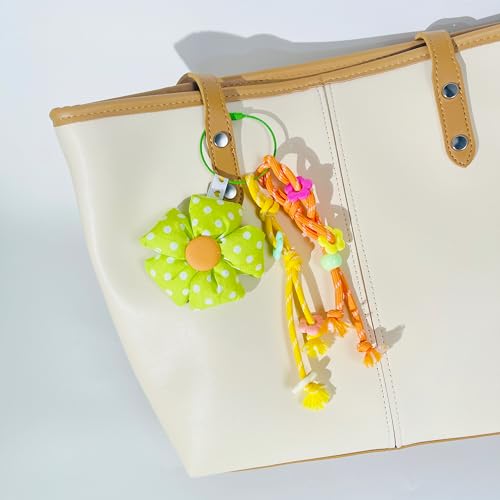 QTMY Cute Flower Braided Keychain Bag Charms for Handbag Purse Backpack Accessories Bogg Bag,306