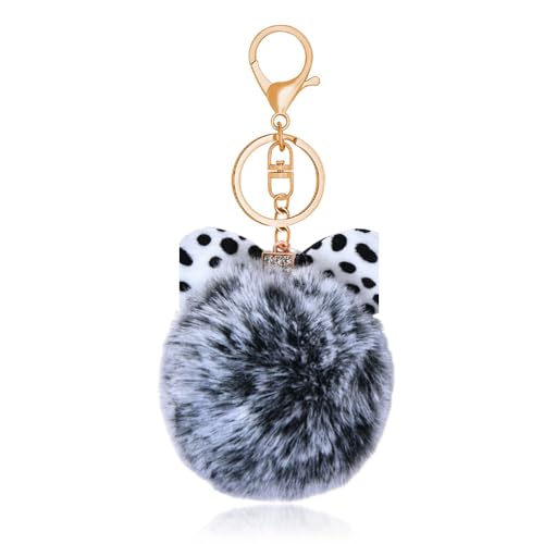Leopard Faux Fur Keychain for Purse Charms for Handbags Leopard Plush Key Chain for Car Keys - color: Color 17
