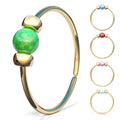925 Sterling Silver & 14K Gold Filled Nose Ring Hoop Handmade Piercing Jewelry For Women - 24 Gauge 2mm,7mm Tiny Nose Ring with Opal - Gift Ready - color: Green Opal Gold