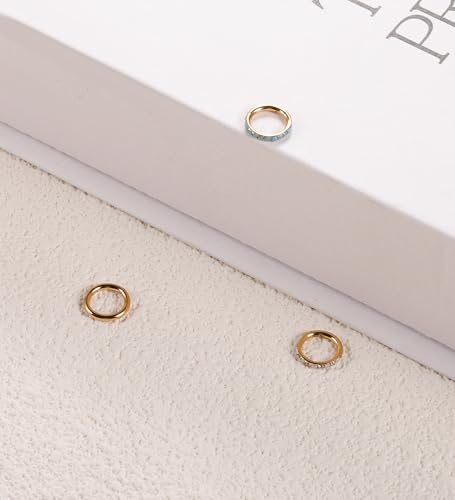 3pcs Nose Rings Hoops - 316L Surgical Steel Nose Hoops 16G/18G/20G CZ Opal Turquoise Clicker Septum Nose Ring Lip Helix Cartilage Hoop Earring Daith Rook Conch Body Piercing Jewelry for Women Men 6mm 8mm 10mm - color: Gold, size: 18 gauge(1.0mm)-6mm