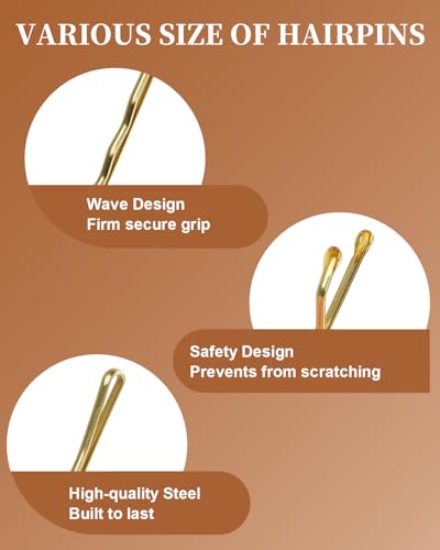 MAORULU 2.16 Inch Hair Bobby Pins with Cute Case, 200 CT Bob Pins for Buns, Premium Hair Pins for Kids, Girls and Women, Great for All Hair Types (Variety Pack Blonde) - color: Variety Pack Blonde
