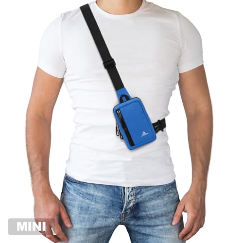 Peicees Small Crossbody Bag for Men Women Mini Sling Bag Travel Running Phone Daypack Cross Body Shoulder Bags, 2 Sizes, Mini Navy Blue - color: Navy Blue, size: Mini