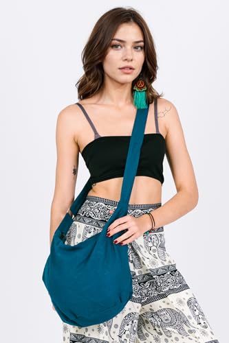 Your Cozy Hobo Sling Bags For Women Crossbody Bag Thai Top Handmade Shoulder Bag with Adjustable Strap - color: Pine Green