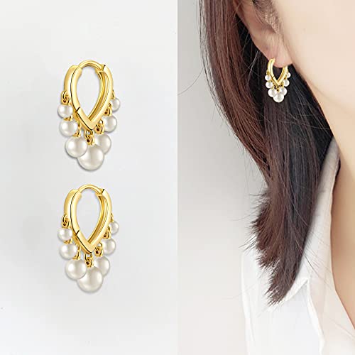 Huggie Earrings for Women 14K Gold Plated Earrings Dainty Statement Sterling Silver Cute Dangle Earring Hypoallergenic Huggie Hoop Earrings for Wome Trendy Prom Party Jewelry Gift - color: 2-Gold