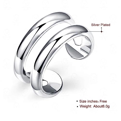 Handmade Rings 925 Sterling Silver Statement Rings Adjustable Chunky Stacking Band Ring for Women - color: Pattern 4