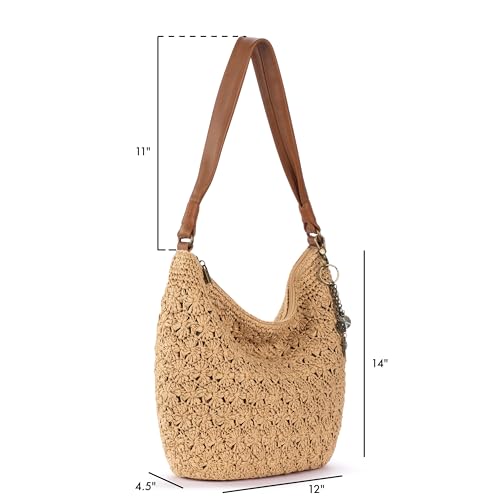 The Sak Sequoia Hobo Bag - Hand Crochet Large Women's Purse for Everyday & Travel - Durable Handbag & Tote With Zipper Pocket - color: Natural Primrose Straw