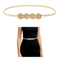 E-Clover Womens Fashion Metal Stretch Waist Skinny Belt Waistband - color: Gold-0012