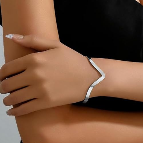 Frodete Upper Arm Cuff for Women Boho Minimalist Armlet Jewelry Outfit Accents Summer Beach Costume Party Dress Accessories Gift - color: C2:Silver Arm Cuff