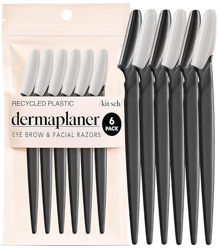 Kitsch Dermaplane Razor for Women Face – Face Razors for Women & Men, Eye Brow Razors & Face Shaver – Exfoliating Facial Razor & Dermaplaner as Skin Care Tool for Smoother Skin - Black, 6 pcs - color: Black, size: 6 Count (Pack of 1)