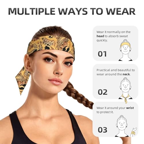 Sports Head Tie Westie Dogs Beach Summer Tropical Tie Sweatband Headband Men Women Elastic Bandana Adjustable Non-Slip Moisture Wicking for Running Football Yoga Workout Athletic Hair Ninja Head Band - color: Oriental Dragon