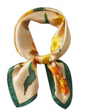100% Mulberry Silk Neck Scarf 21''x21'' Small Square Hair Scarf for Women Men Lightweight Bandana Envelope Package - color: Floral- Yellow