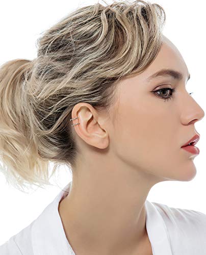 Tornito 4-10 Pairs Stainless Steel Ear Cuff Helix Cartilage Clip On Wrap Earrings Fake Nose Ring Non-Piercing Adjustable - color: A0:10 Pairs, Silver