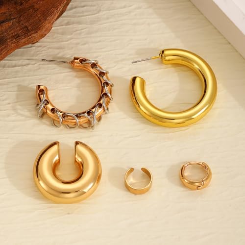 Ear Cuff Earrings for Women Chunky Ear Cuff Colourful Non Pierced Ear Cuff Non Piercing Clip On Cartilage Wrap Cuff Earrings Jewelry Gifts - color: 246Gold Large