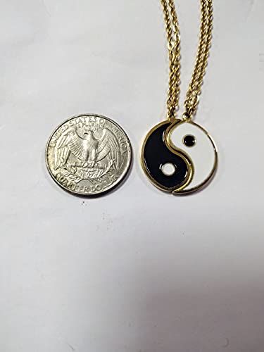 Gold Silver Yin Yang Pendant Necklace for Couples - color: IP Rose Gold Plated Stainless Steel
