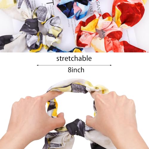 Bow Scrunchies for Women,6PCS Hair Scarf Ties Ponytail | Hair Scarves,Hair Scrunchie with Tails,Bandana Scrunchies,Scarf Ponytail Band,Hair Accessories for Women,2 in 1 - color: check 3B