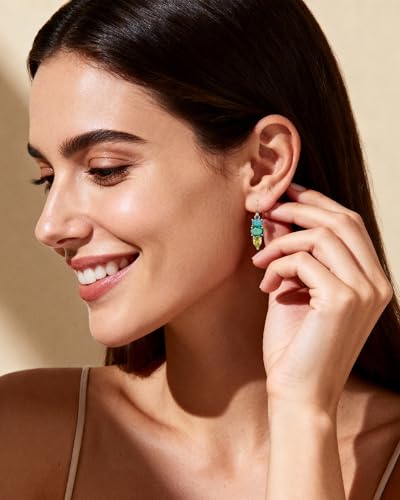 Colorful Cubic Zirconia Dangle Earrings for Women Multicolor Crystal Earrings Rainbow Cz Dangling for Birthstone Jewelry - color: Short linght blue