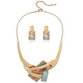 Vintage Chunky Statement Jewelry Set Retro Leaf Floral Geometric Bohemian Boho Bib Necklace Earring Set Fashion Costume Jewelry for Women Girls Wedding Party Prom Unique Gift - style: rectangle-turquoise