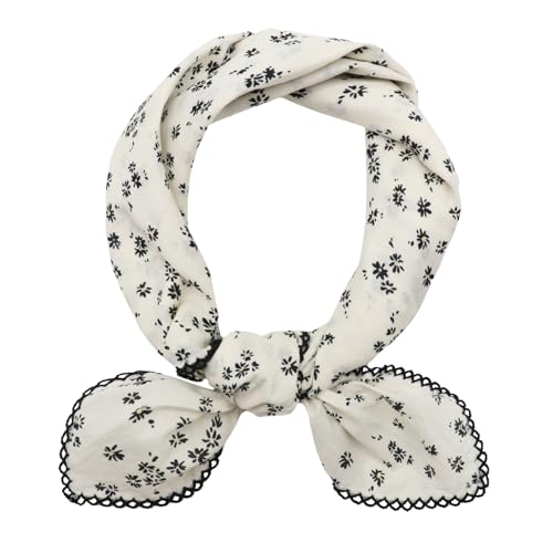 Large Cotton Bandanas for Women, 27 x 27 inch Hair Neck Scarf, Headband Square Scarf - color: Little Black Flowers in White
