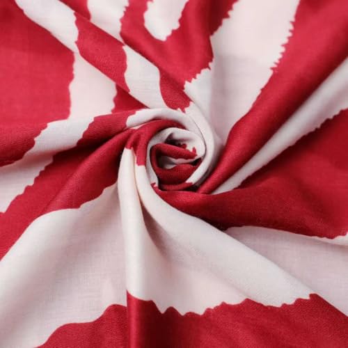 WaJuemy Travel Boho Scarf for Women Casual Lightweight Pashmina Scarves Fashion Multicolor Shawl Wraps with Fringed Beads - color: 50 Red/Beige