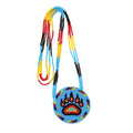 Handmade Native American Style Tribal ethnic Seed Bead Beaded Layered Medallion Necklace #1 - color: Bear Paw Skyblue