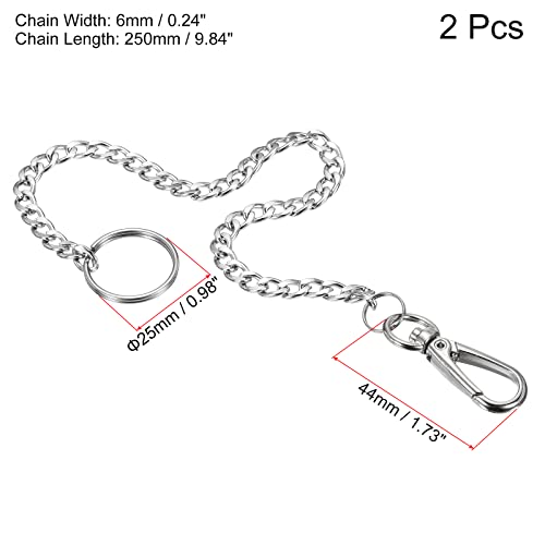 PATIKIL Flat Keychain with Keyring Clasp, 304 Stainless Steel Clip for Jeans Pants Belt Loop Pocket Wallet Purse Handbag