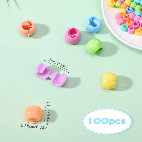 Candy Hair Beads, 100 Pcs Rainbow Mini Hair Claw Clips Plastic Tiny Hair Clips for Braids Cute Colorful Beads Clip Decorative Hair Accessories for Women Girls (Macaron Color) - color: Macaron Colors