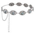 XZQTIVE Women Boho Chain Belts For Dresses Jeans Western Cowgirl Waist Links Belt Adjustable Metal Concho Belt - size: Fit Waist upto 36inches, style: Bull Turquoise Silver
