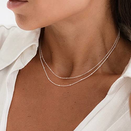 MBW Silver Paperclip Chain Necklace for Women,Dainty Sterling Silver Choker Necklaces for Women Trendy Simple Long Chunky Minimalist Waterproof Link Necklace Jewelry Gifts for Women 16/18/20 in - color: Statellite Chain