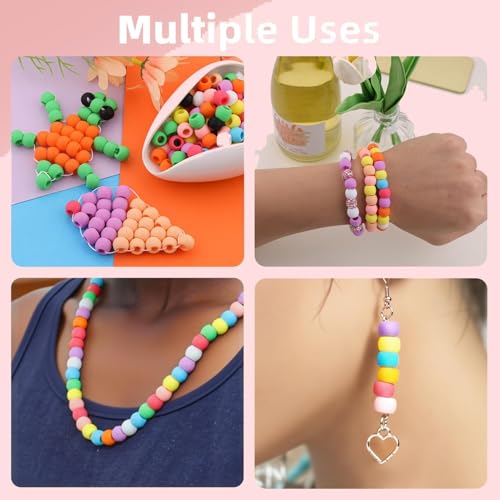 160Pcs Silicone Hair Beads for Braiding, 5mm hole Mixed Shape Soft Pony Beads Bulk, Multi-color Hair Jewerly Accessories Kit with 60 Rubber Bands and 1 Beader for Braids,DIY Bracelets and Crafts - color: Multi Shape-Multicolor-160pcs