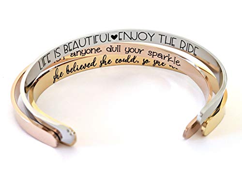Personalized Stainless Steel Cuff Bracelet for Men & Women | Custom Engraved, Adjustable Bangle, Silver, Gold, Rose Gold, Black, or Rainbow, Front & Back Engraving