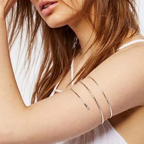 Long tiantian Gold Arm Cuff Upper for Women Bangle Bracelets Upper Arm Cuff Bracelet Trendy Armband Beach Jewelry Trendy Stuff Gifts - color: B6:gold Arm Cuff2